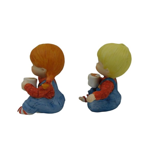 Vintage Enesco1987 EIC Figurine Boy And Girl Drinking Cocoa 2.5" - Picture 4 of 7